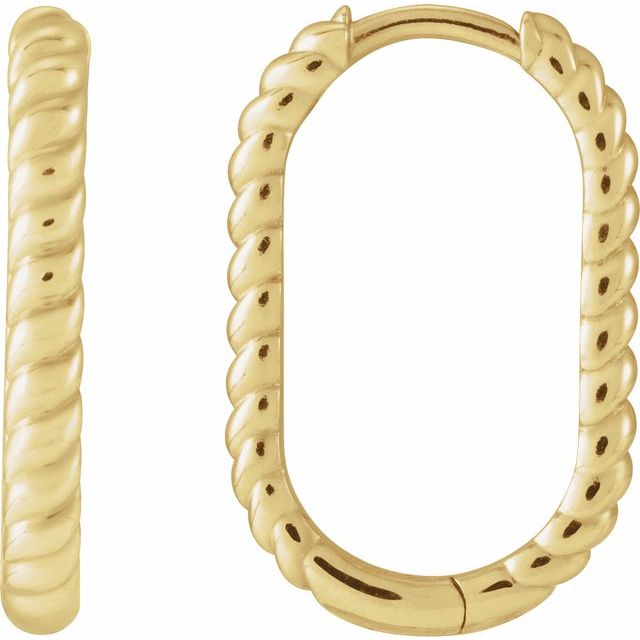 14K Elongated Oval 20 mm Rope Hoop Earrings