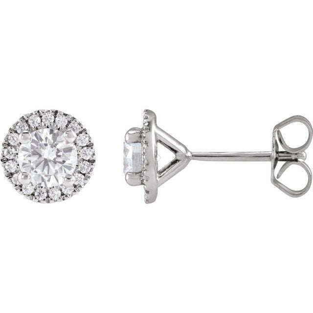 Diamond Halo Stud Earrings