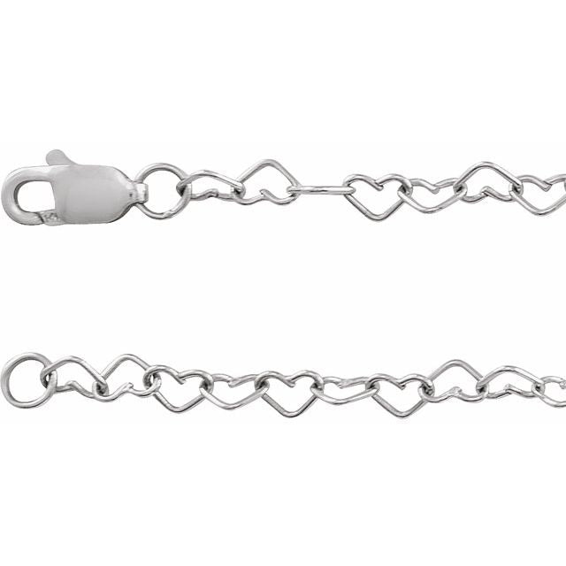14K 3.2 mm Heart Cable Chain