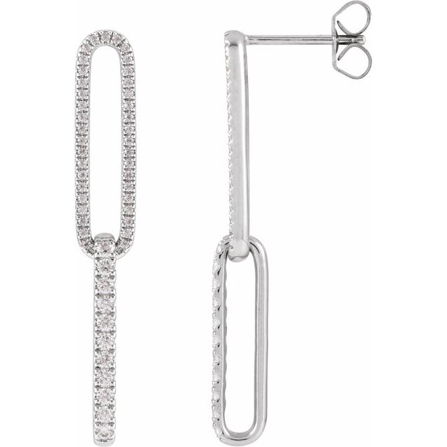Dazzling Links: 14K Gold Lab-Grown Diamond Elongated Earrings