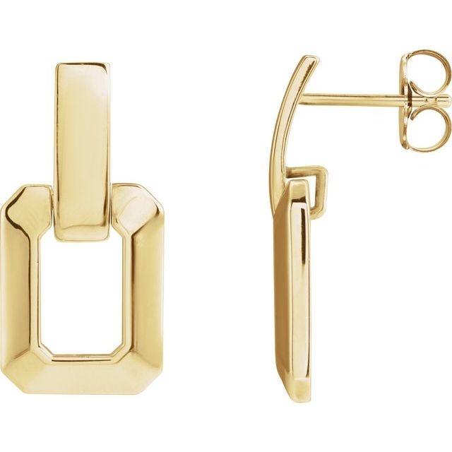 14K Geometric Drop Earrings