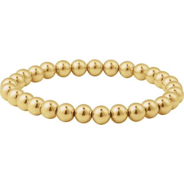 14K Yellow Gold-Filled 2-6 mm Elastic Bead 6 1/2" Bracelet