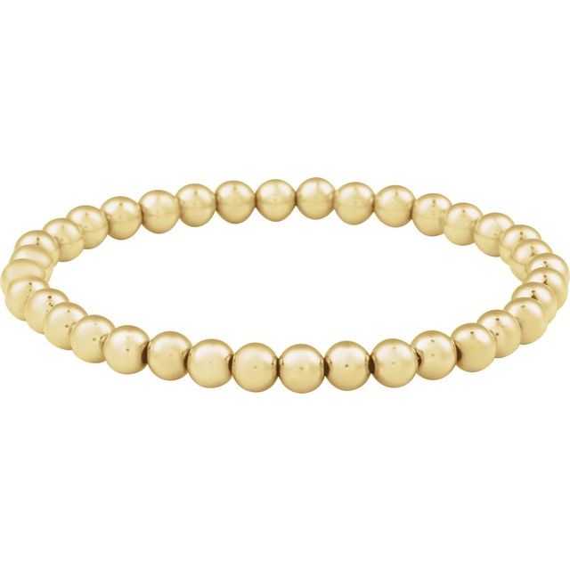14K Yellow Gold-Filled 2-6 mm Elastic Bead 6 1/2" Bracelet