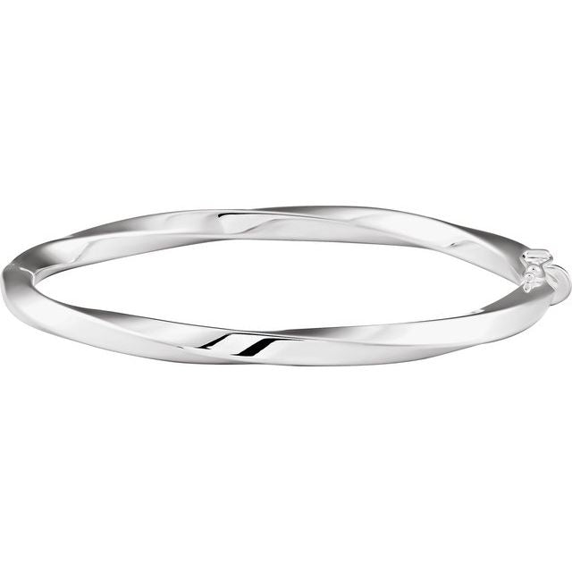 14K Hinged Twisted 7" Bangle Bracelet