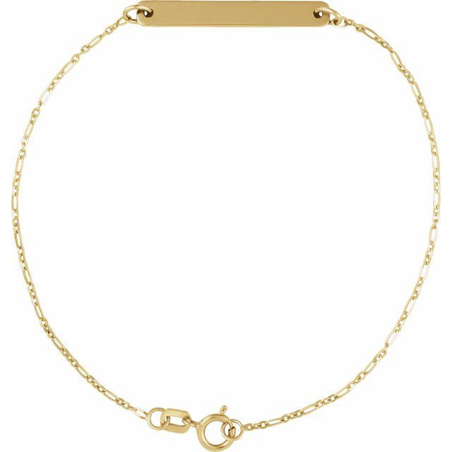 14K Engravable Bar 7" Bracelet