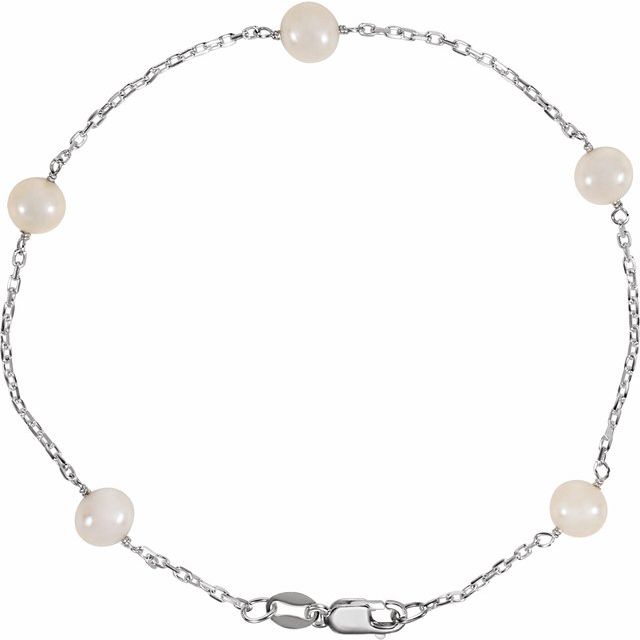 Oceana - Ethereal Elegance – Sterling Silver & Freshwater Pearl Quintet Bracelet
