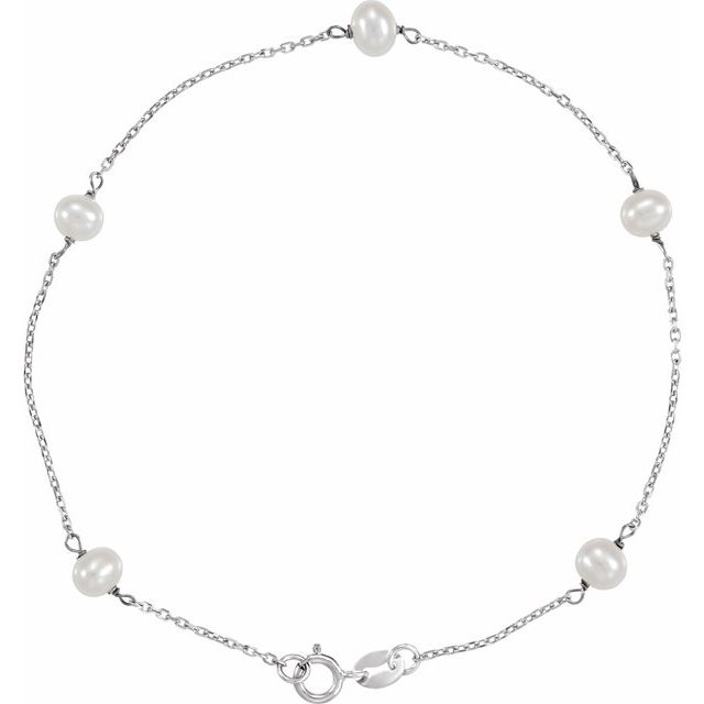 Ethereal Elegance – Sterling Silver & Freshwater Pearl Quintet Bracelet