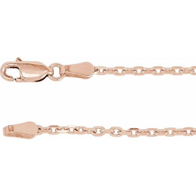 14K 2 mm Diamond-Cut Cable Chain