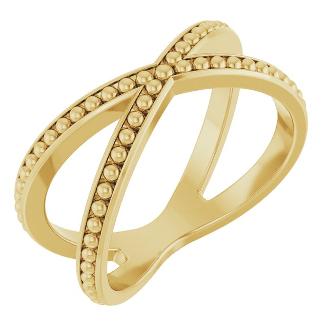 Gilded Threads – 14K Beaded Criss-Cross Design