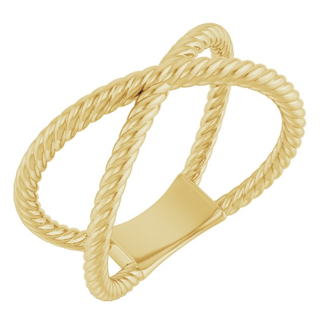 14K Rope Criss-Cross Ring