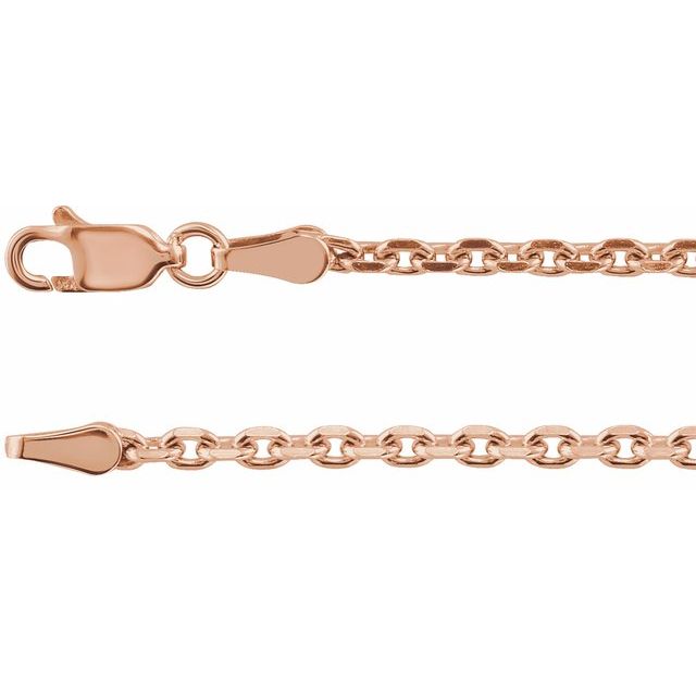 14K 2.5 mm Diamond-Cut Cable Chain