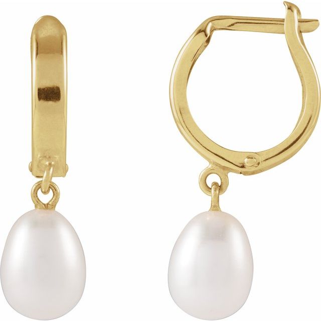 Oceana Glow - 14K Cultured White Freshwater Pearl Hoop Earrings