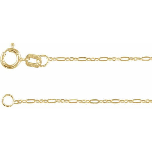 14K 1.25 mm Figaro Chain