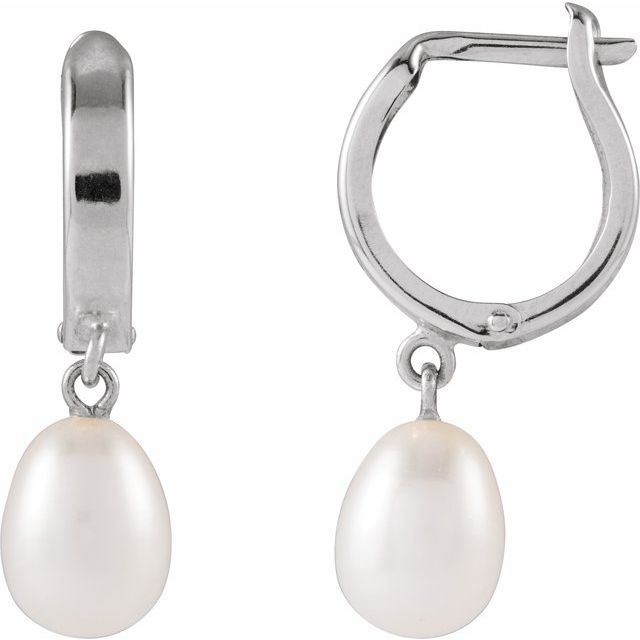 Oceana Glow - 14K Cultured White Freshwater Pearl Hoop Earrings