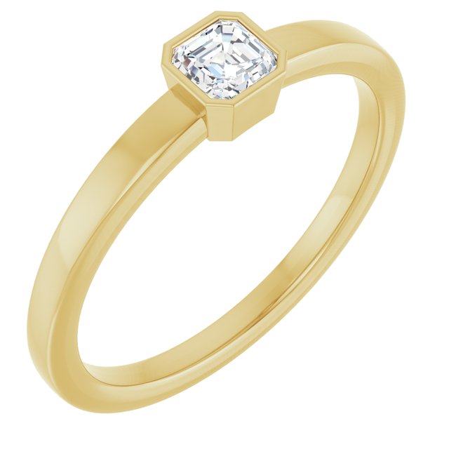 Modern Radiance – 14K Gold Hexagon Lab-Grown Diamond Solitaire Ring