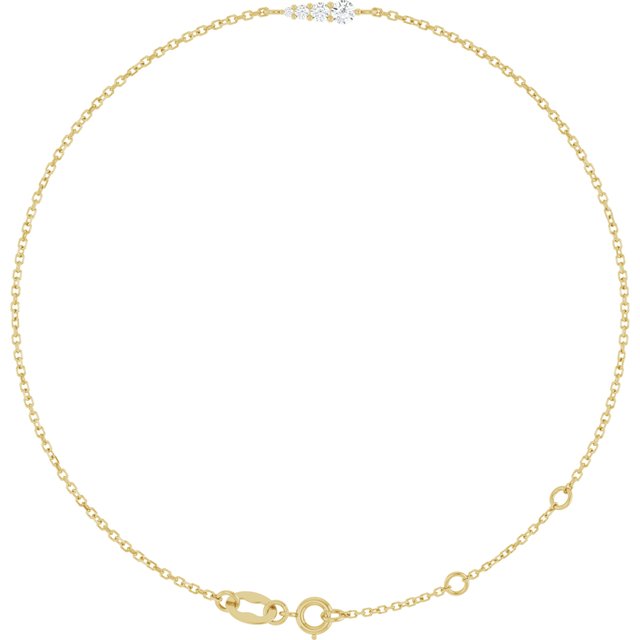 Golden Radiance: 14K Natural Diamond Beaded Bar Bracelet (1/10 CTW)