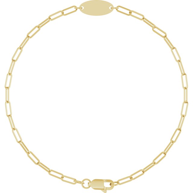 14K Engravable Oval 7" Bracelet