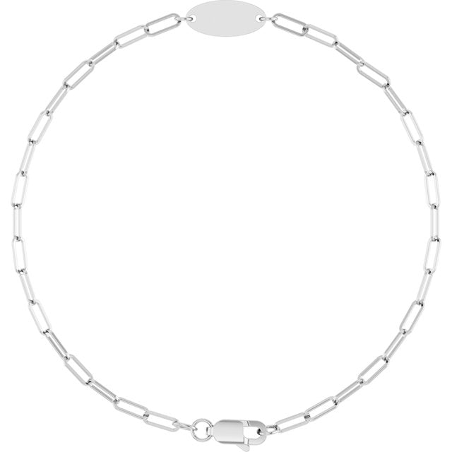 14K Engravable Oval 7" Bracelet