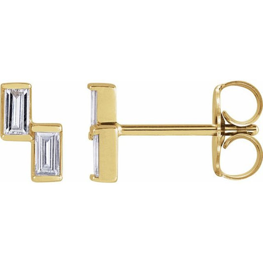 Golden Angles – Natural Diamond Two-Stone Stud Earrings