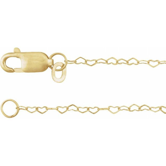 14K .8 mm Heart Chain