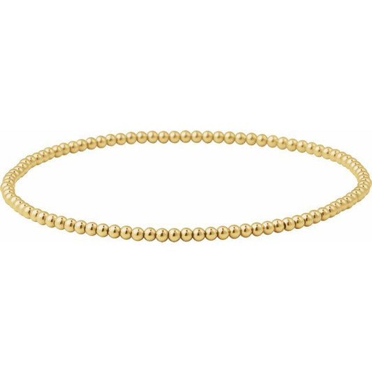 14K Yellow Gold-Filled 2-6 mm Elastic Bead 6 1/2" Bracelet