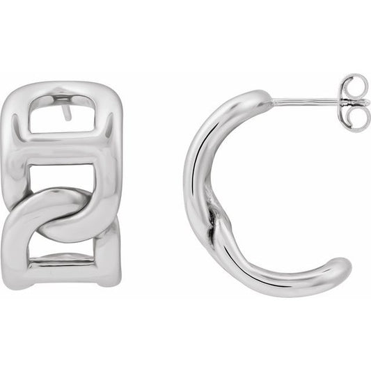 Sterling Silver Anchor Chain 22 mm Hoop Earrings