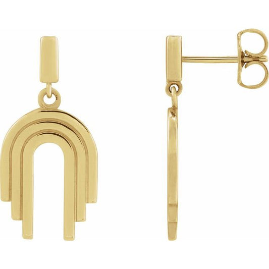 14K Geometric Arch Dangle Earrings