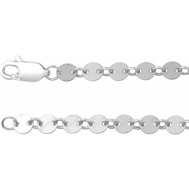 Sterling Silver 4 mm Mirror 7" Chain