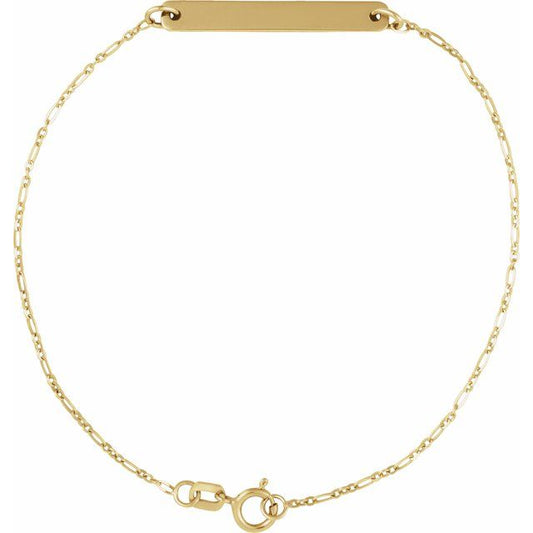 14K Engravable Bar 7" Bracelet