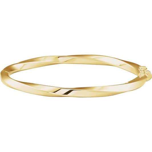 14K Hinged Twisted 7" Bangle Bracelet