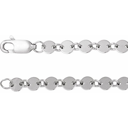 Sterling Silver 4 mm Mirror 7" Chain