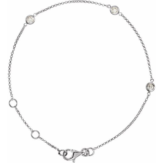 Radiant Grace – Natural Diamond Bezel-Set Triple-Station Adjustable Bracelet