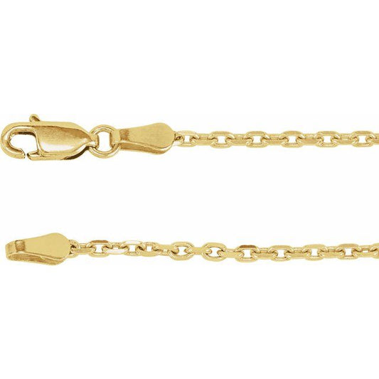 14K 2 mm Diamond-Cut Cable Chain