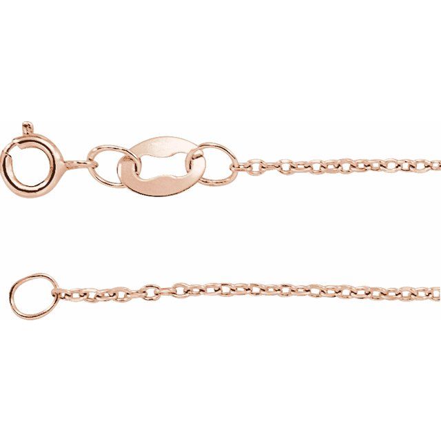 14K 1 mm Diamond-Cut Cable Chain