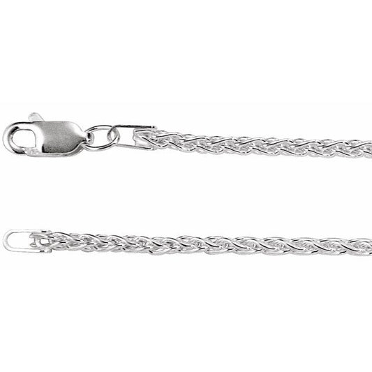 Sterling Silver 2.25 mm Wheat 16" Chain