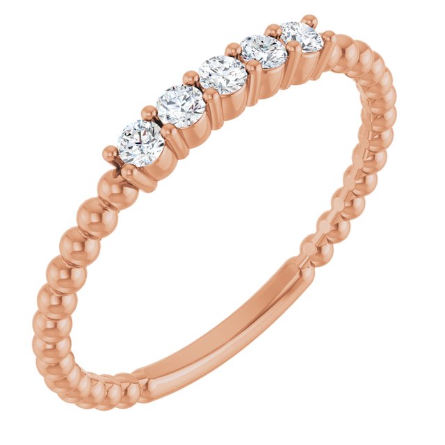 Lustrous Elegance – Natural Diamond Stackable Beaded Ring