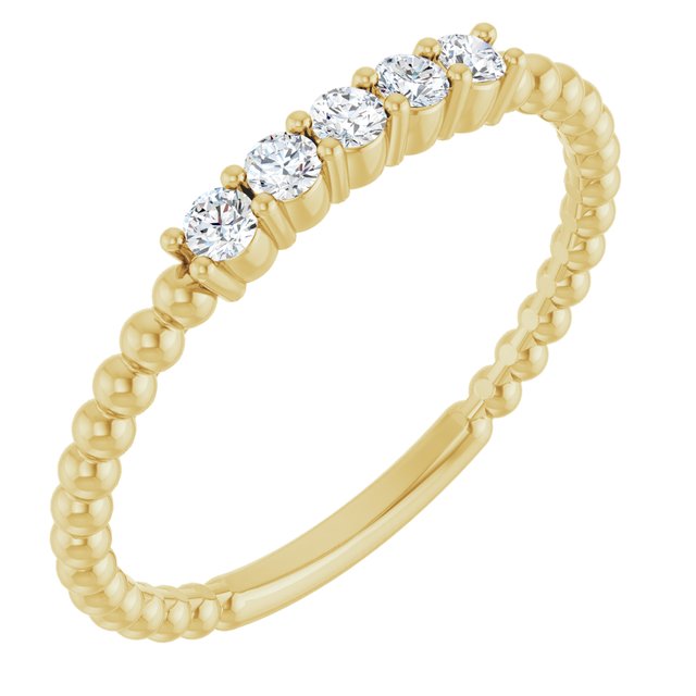 Lustrous Elegance – Natural Diamond Stackable Beaded Ring