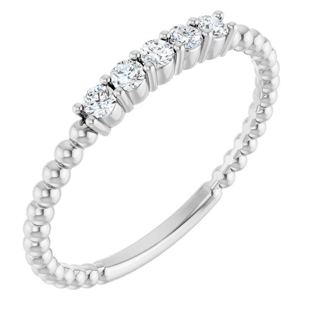 Lustrous Elegance – Natural Diamond Stackable Beaded Ring