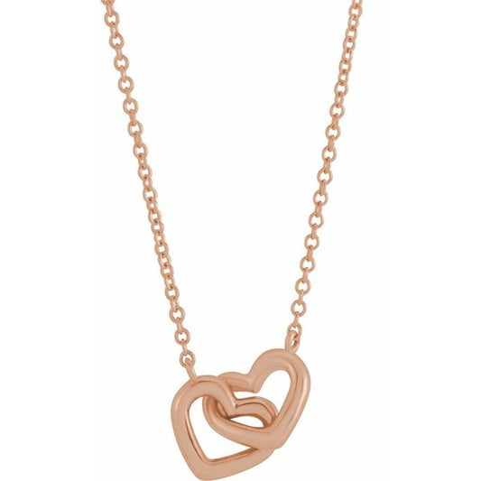 14K Interlocking Heart 16" Necklace