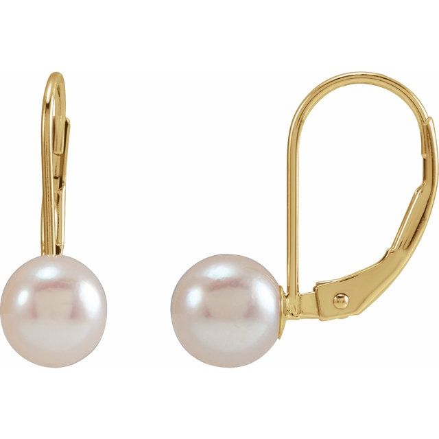 Oceana Glow - 14K Cultured White Akoya Pearl Lever Back Earrings