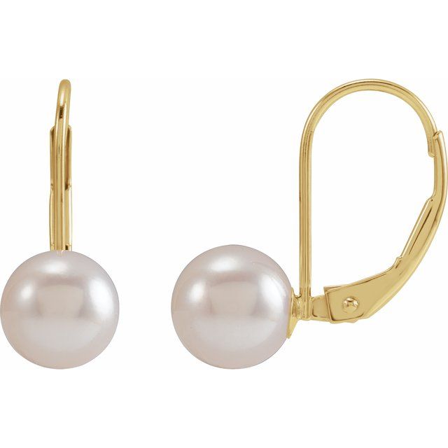 Oceana Glow - 14K Cultured White Akoya Pearl Lever Back Earrings