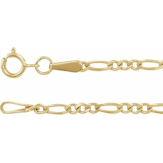 14K Yellow 1.9 mm Diamond-Cut Figaro Chain