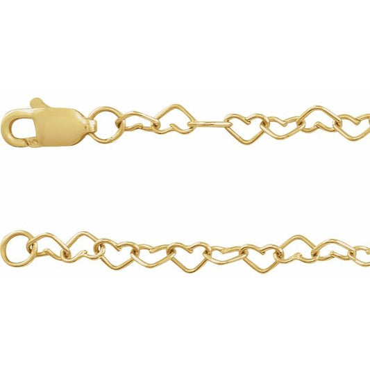 14K 3.2 mm Heart Cable Chain