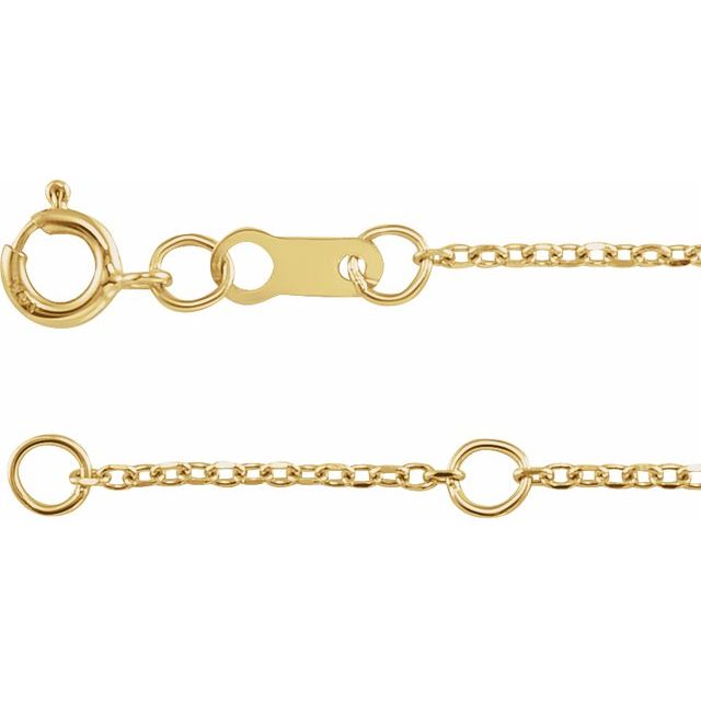 14K 1 mm Diamond-Cut Cable Chain