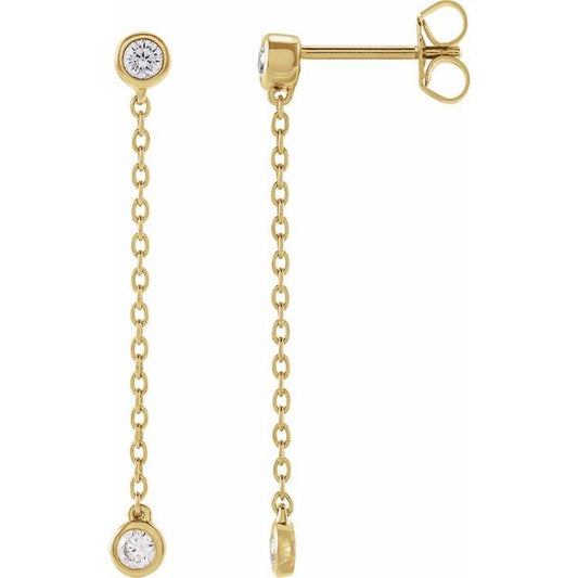 Golden Grace – Diamond Drop Chain Earrings