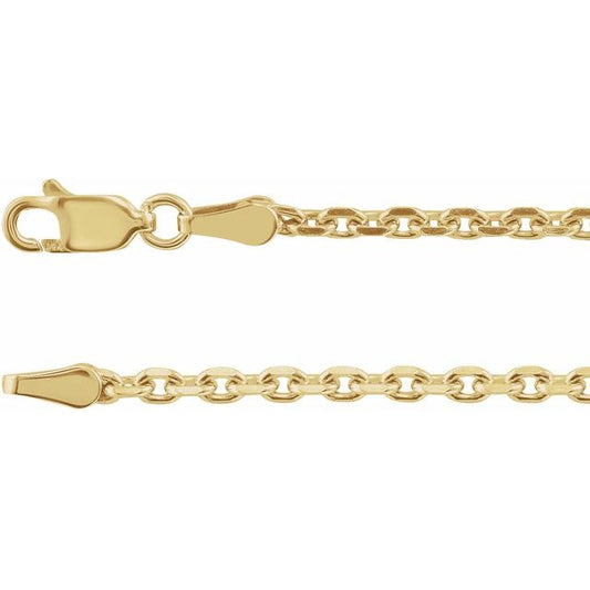 14K 2.5 mm Diamond-Cut Cable Chain