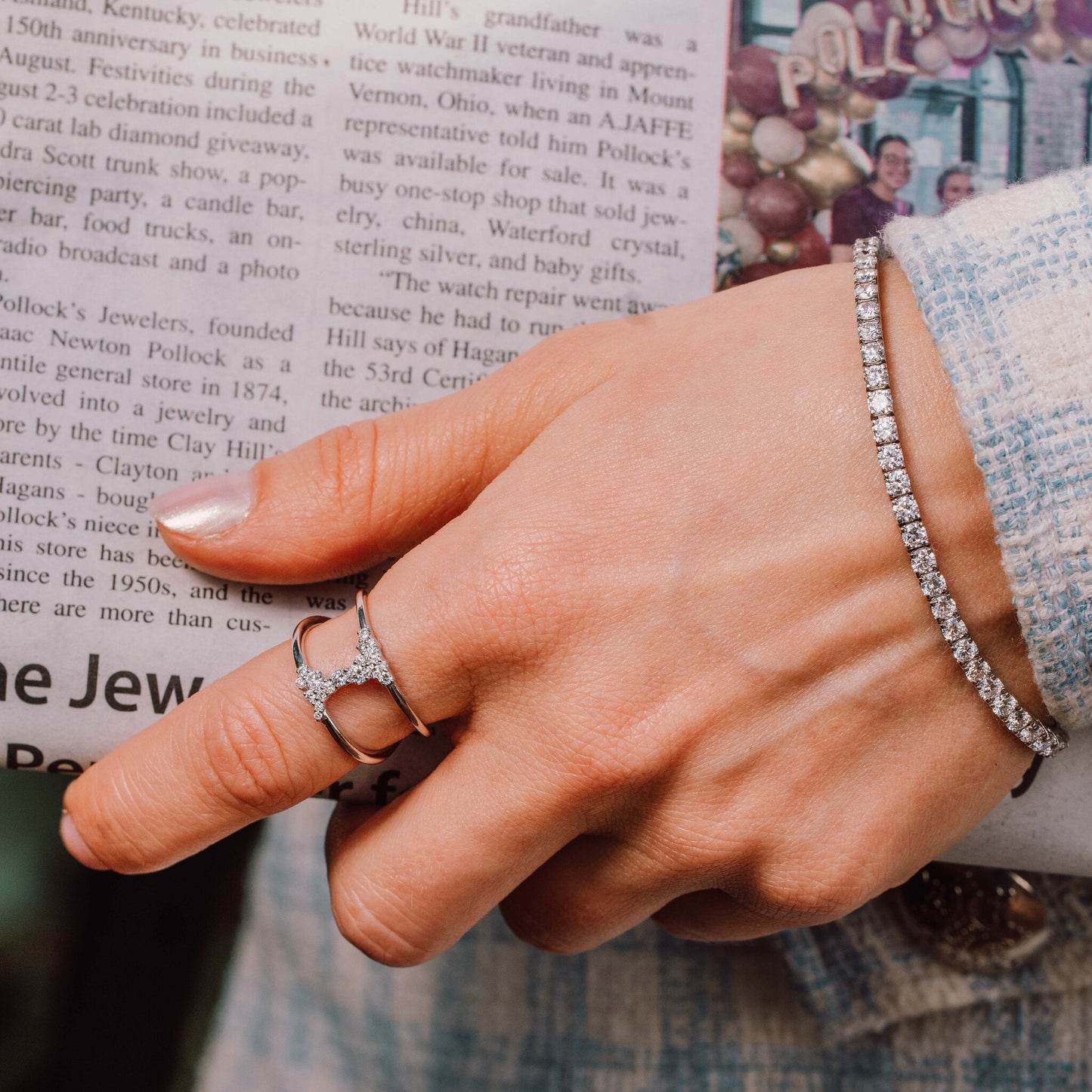 Timeless Sparkle lab-grown diamond line bracelet worn on wrist